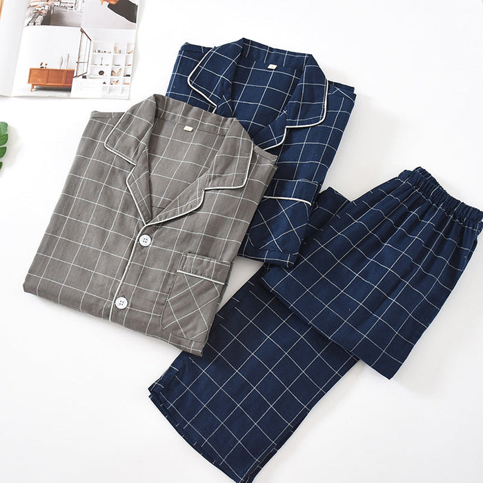 The Cotton Long Plaid Pajama Set