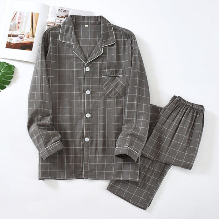 The Cotton Long Plaid Pajama Set