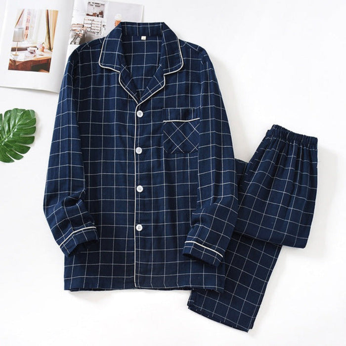 The Cotton Long Plaid Pajama Set