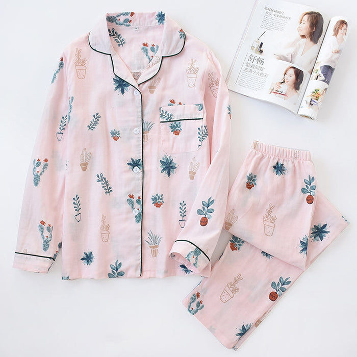 Japanese Simple Long Sleeve Pajamas Set