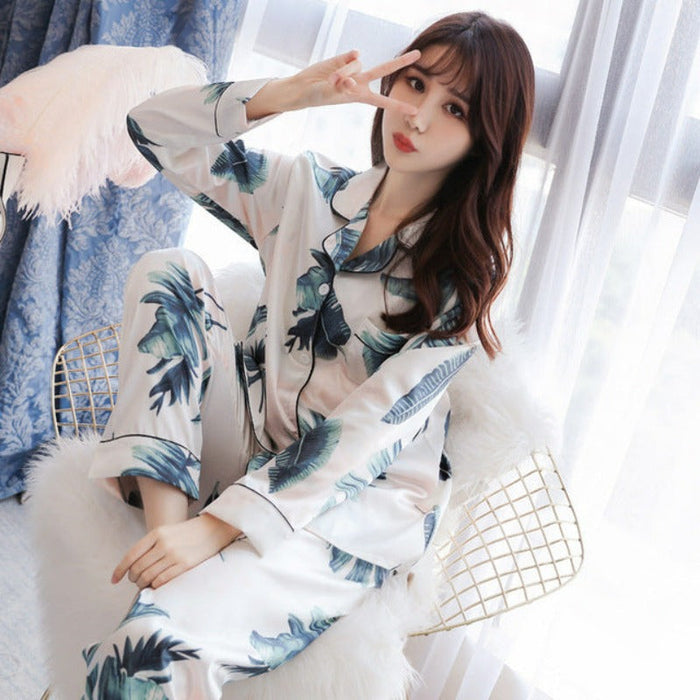 Plus Size M-5XL 2 Piece Full Sleeves Pajamas Set For Women