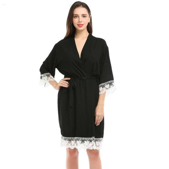 Summer Lace Patchwork Kimono Robes Nightwear For Women