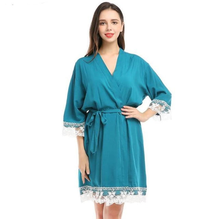 Summer Lace Patchwork Kimono Robes Nightwear For Women