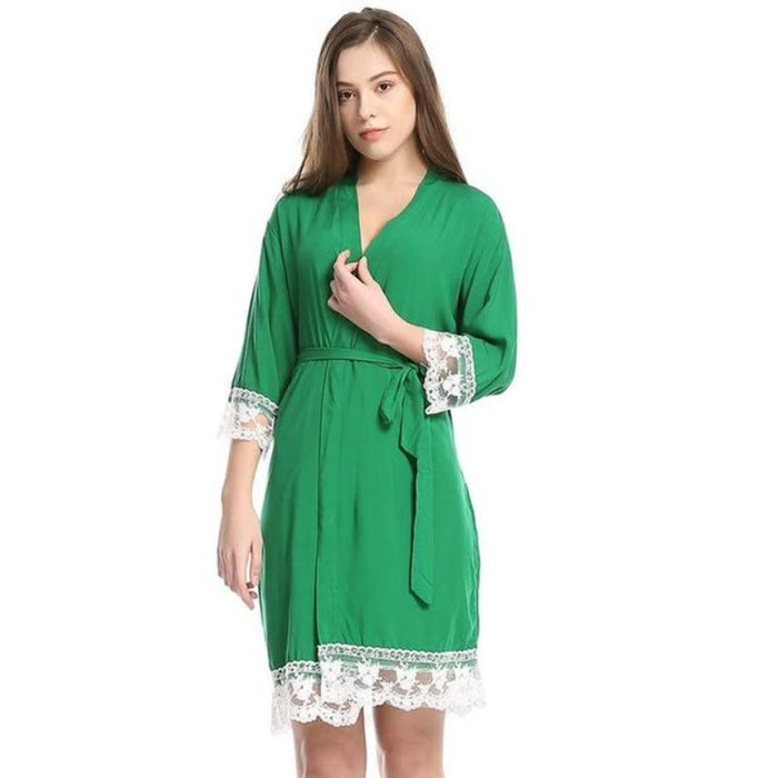 Summer Lace Patchwork Kimono Robes Nightwear For Women