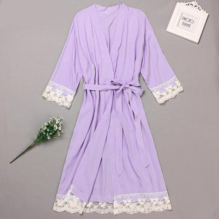 Summer Lace Patchwork Kimono Robes Nightwear For Women