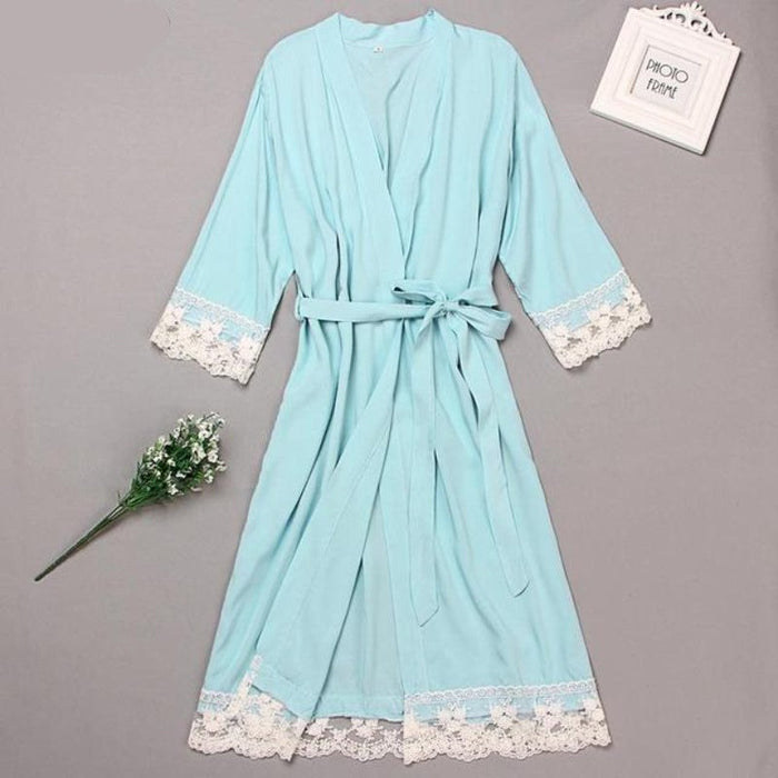 Summer Lace Patchwork Kimono Robes Nightwear For Women