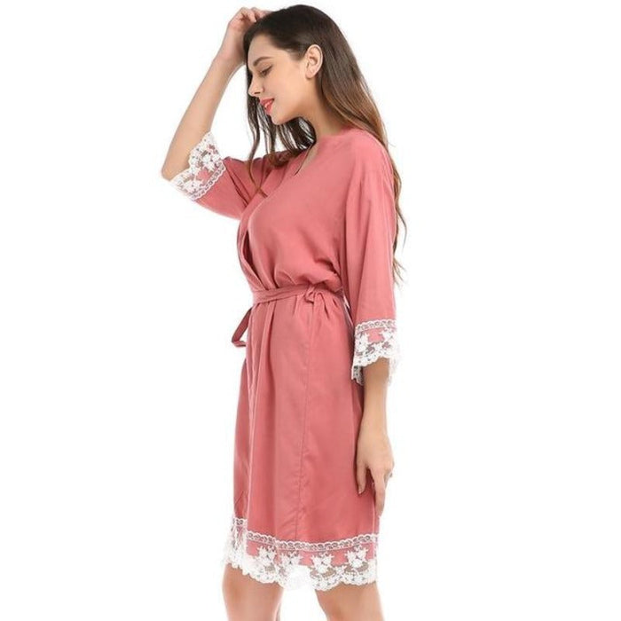 Summer Lace Patchwork Kimono Robes Nightwear For Women