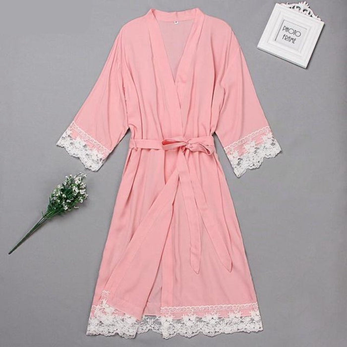 Summer Lace Patchwork Kimono Robes Nightwear For Women