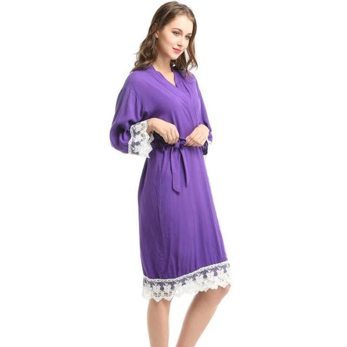 Summer Lace Patchwork Kimono Robes Nightwear For Women