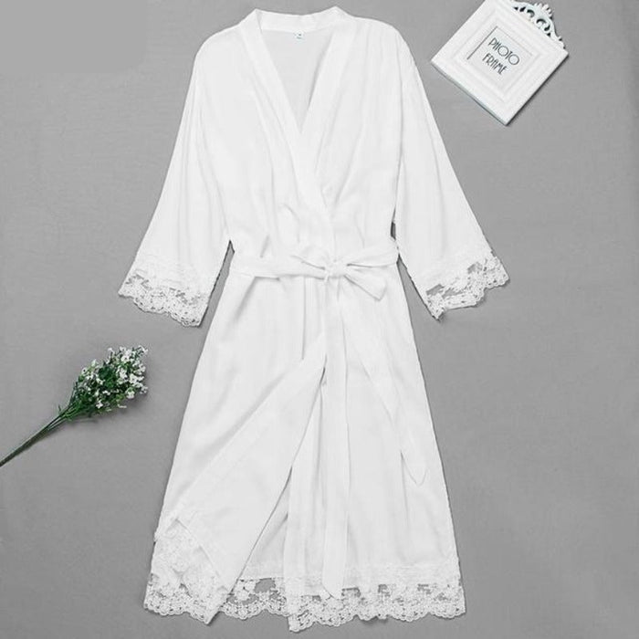 Summer Lace Patchwork Kimono Robes Nightwear For Women