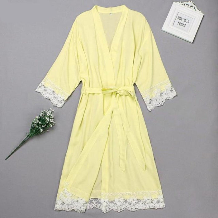 Summer Lace Patchwork Kimono Robes Nightwear For Women