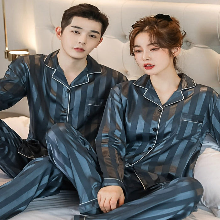 Couples Stripe Satin Silk Pj Set