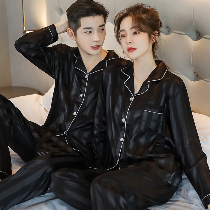 Couples Stripe Satin Silk Pj Set