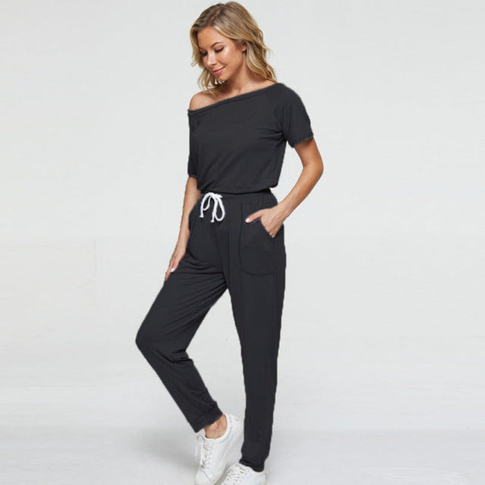 The Solid Drawstring Pant Pajama Set