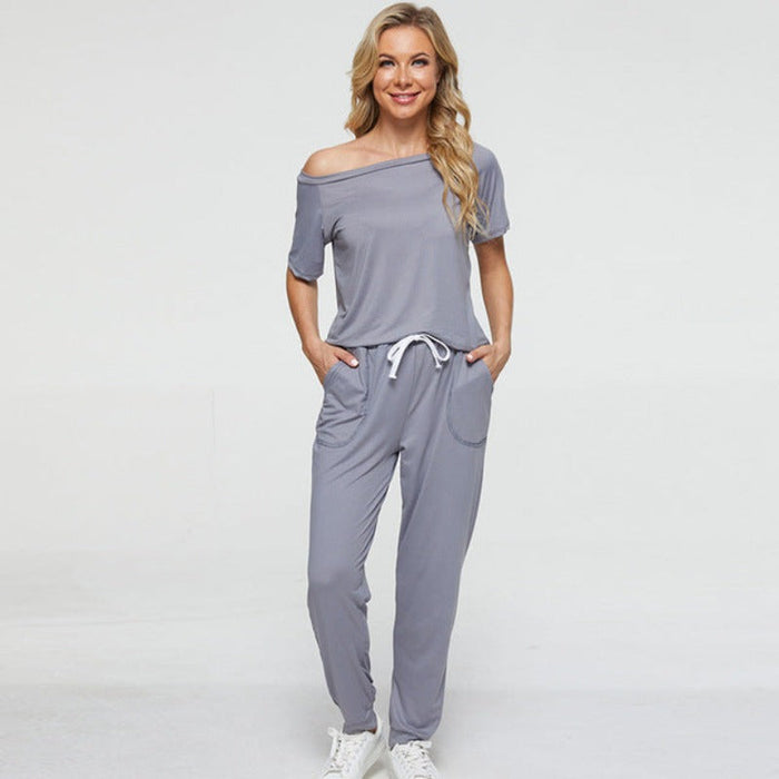 The Solid Drawstring Pant Pajama Set