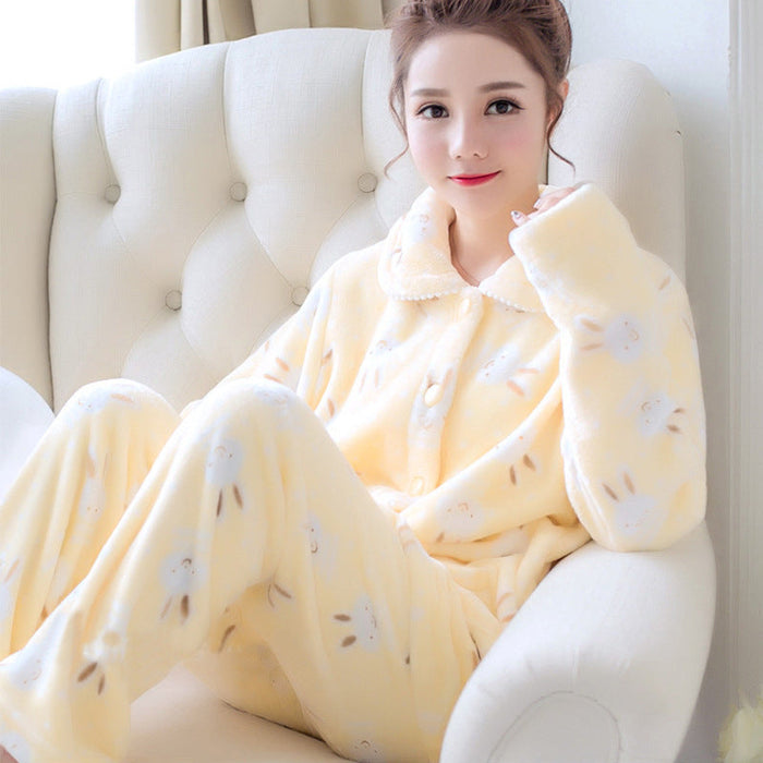 Thick Warm Winter Pajamas 2 Piece Sets For Women