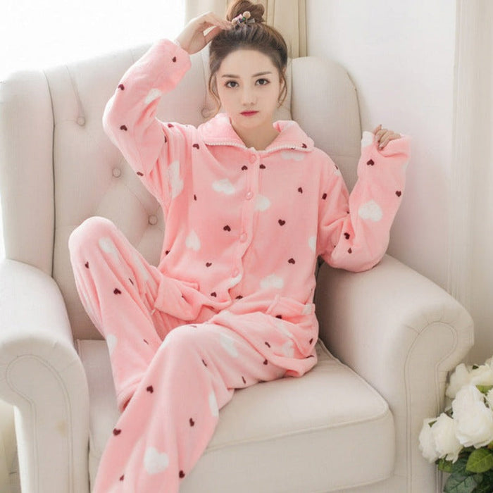 Thick Warm Winter Pajamas 2 Piece Sets For Women My Comfy Pajama