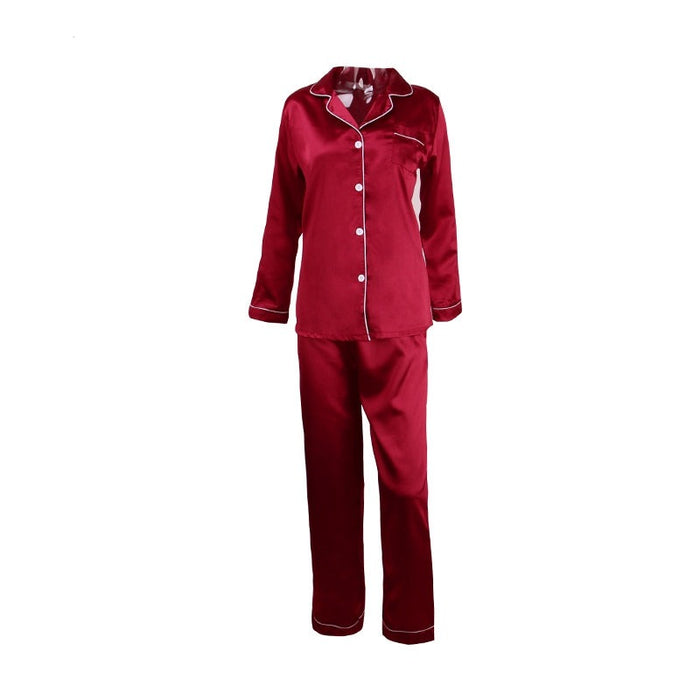 Winter Plus Size Long Sleeve Pajamas Satin Sleepwear