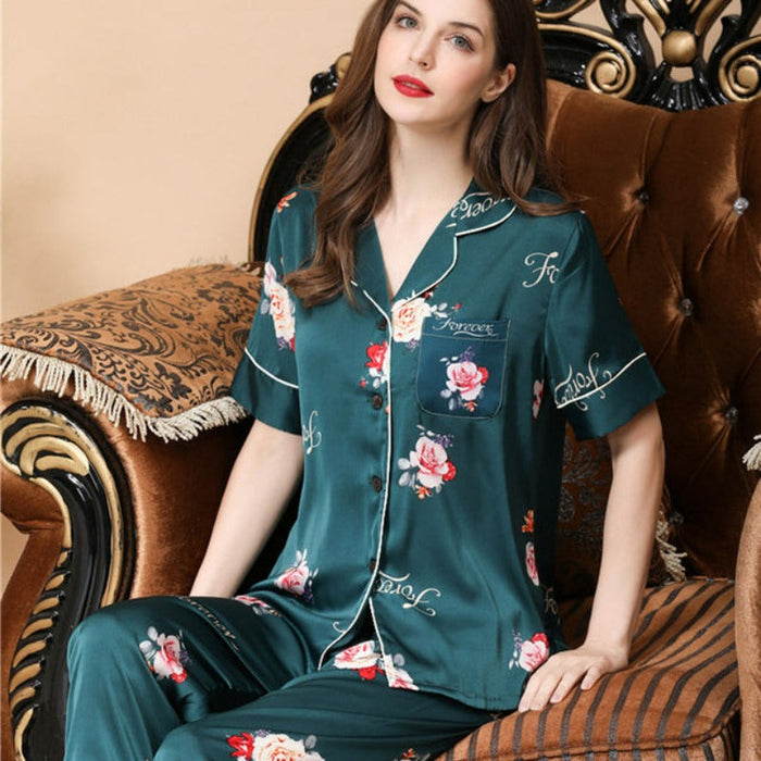 Multi Print 2 Pajama Set Nightwear For Women