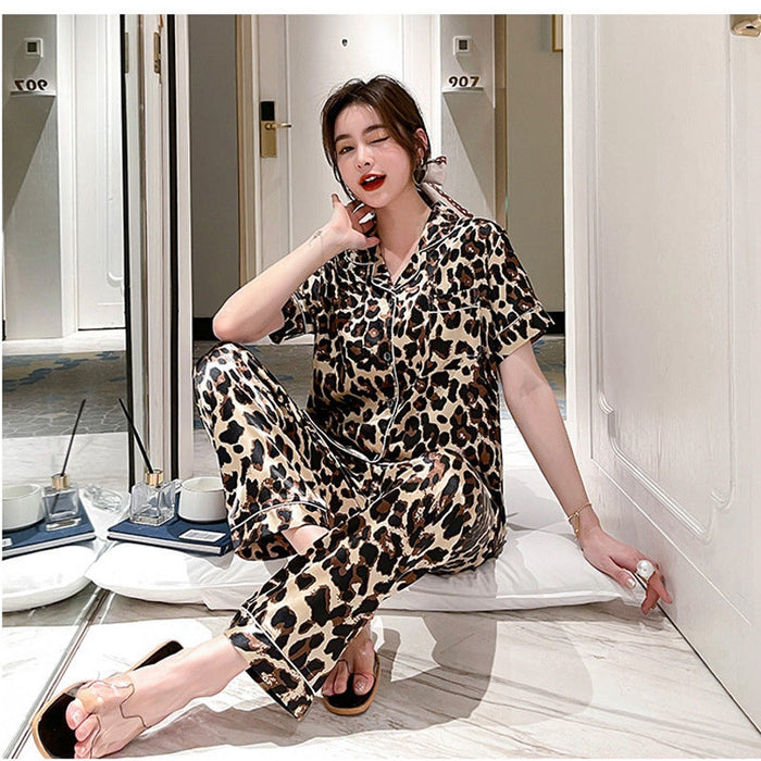 Satin Leopard PJ Set