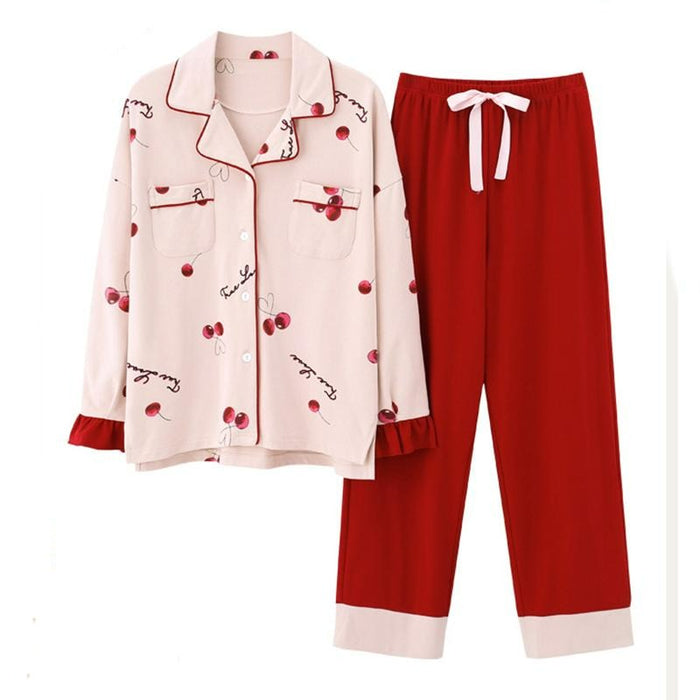 Vivid Cotton Casual Sleepwear 2 Piece Pajamas Set