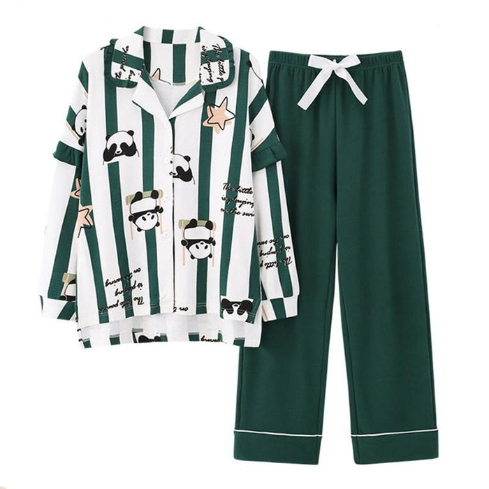 Vivid Cotton Casual Sleepwear 2 Piece Pajamas Set