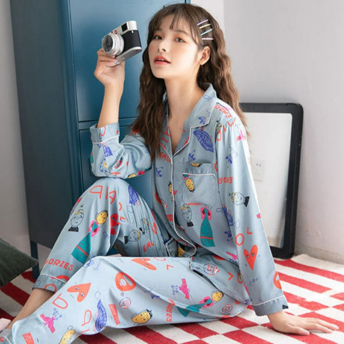 Super Cute Women Pajamas Set Long Sleeve Sleepwear — My Comfy Pajama