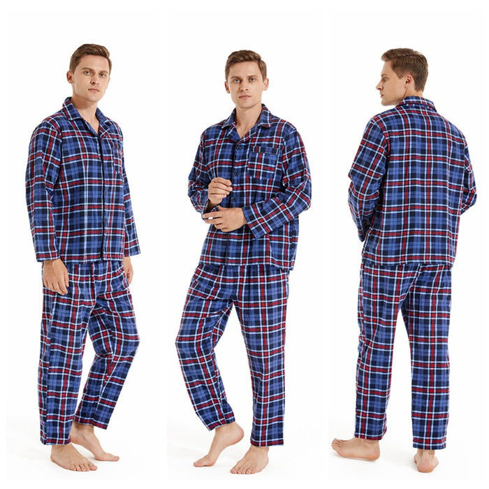 The Pure Cotton Blue Plaid Pajama Set