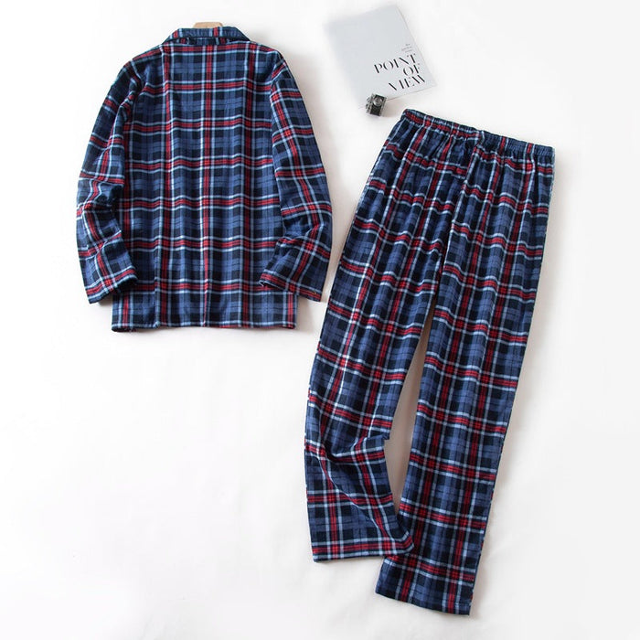 The Pure Cotton Blue Plaid Pajama Set