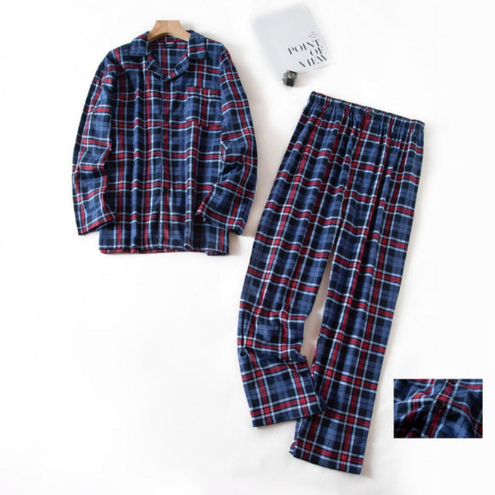 The Pure Cotton Blue Plaid Pajama Set