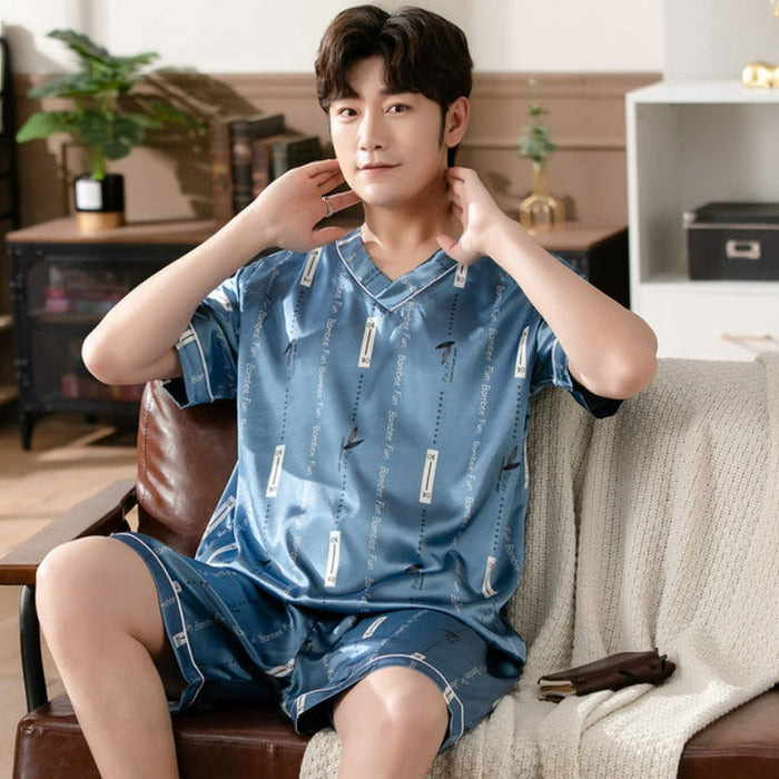 Satin Short Sleeve Casual T-Shirt Loose Pajamas Sleepwear