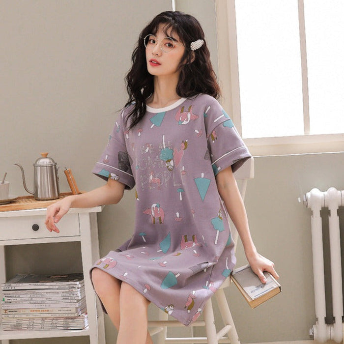 Casual Short Sleeve Nightgown