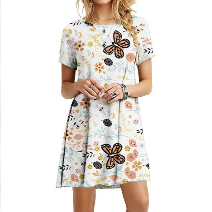 Butterfly Printed Knee Length Night Dress