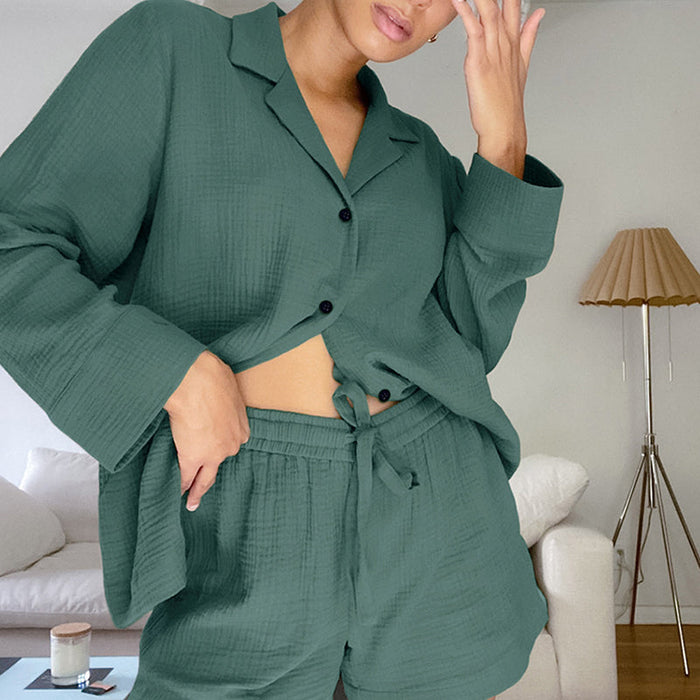 The Solid Full Sleeve And Shorts Pajama Set