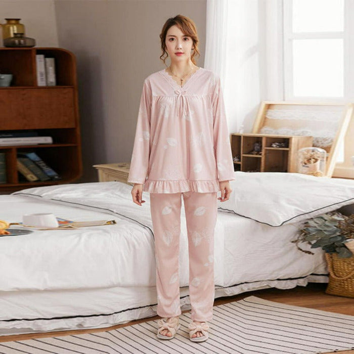 Plus Size Cotton Floral Printing Pajamas Set — My Comfy Pajama
