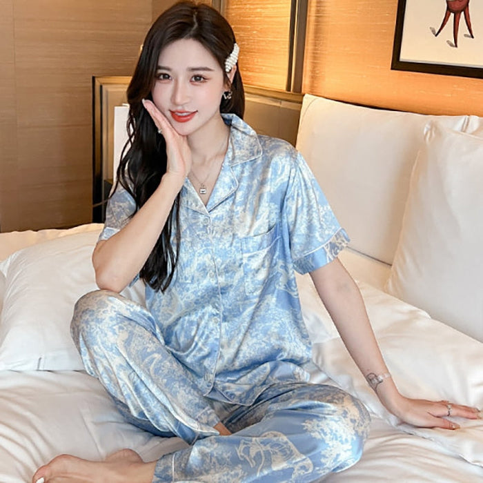 The Satin Silk 2 Piece Long Pajama Set