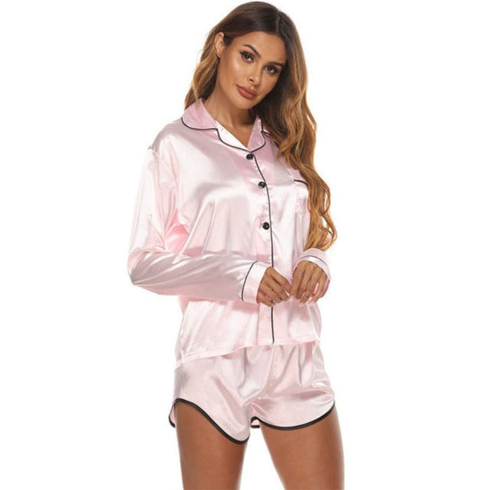 The Buttoned Satin Silk Pajama Set