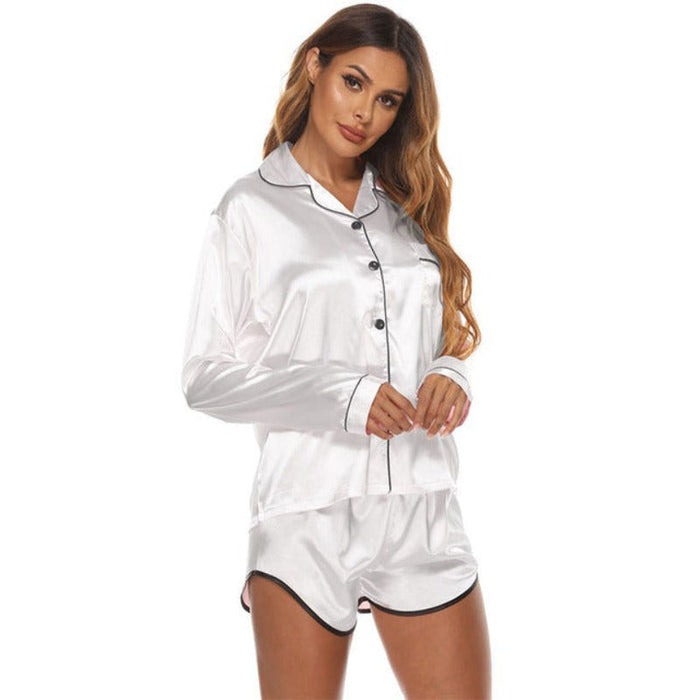 The Buttoned Satin Silk Pajama Set