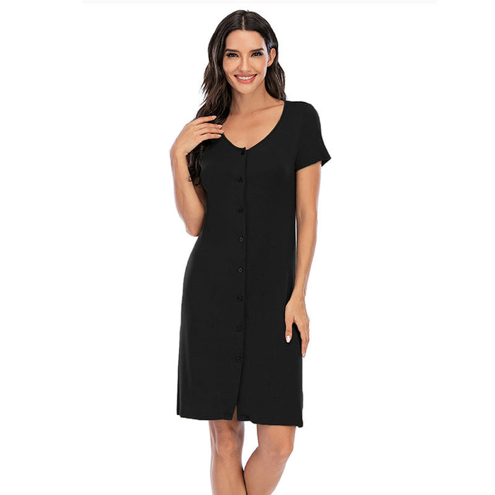 Button Down Cotton Nightgown For Women