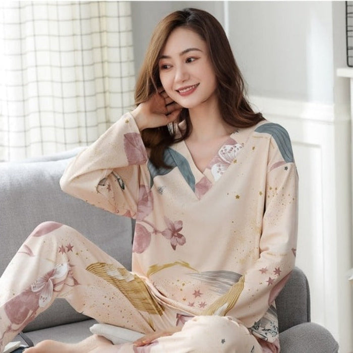 V-Neck Cotton Plus Size 4XL Pajamas Sets