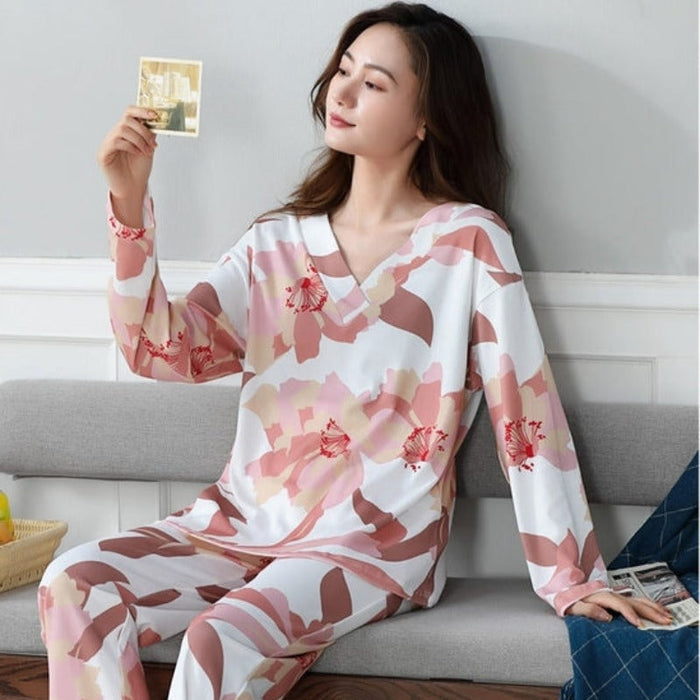 V-Neck Cotton Plus Size 4XL Pajamas Sets