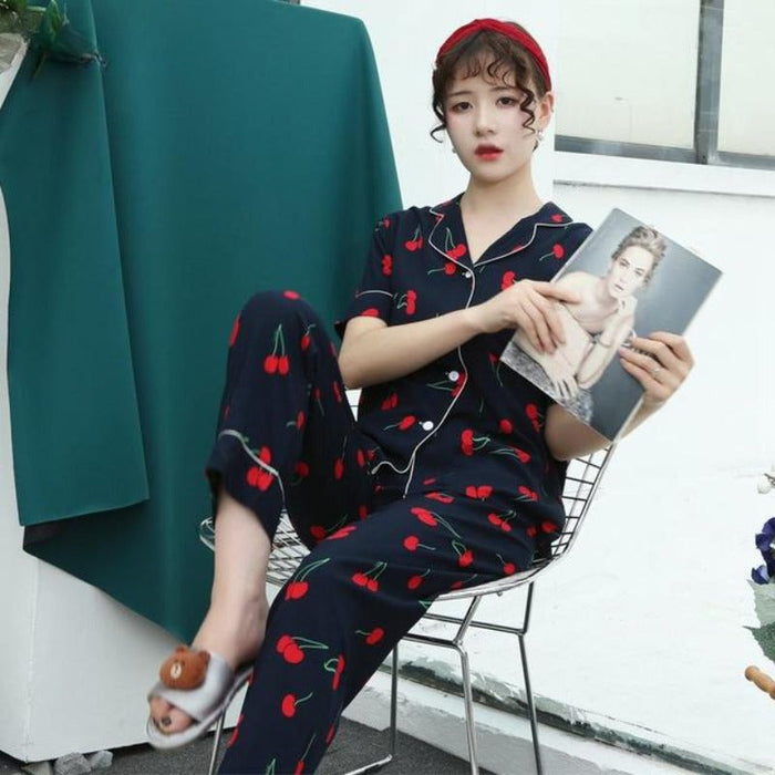 The Viscose All Over Printed Pajama Set