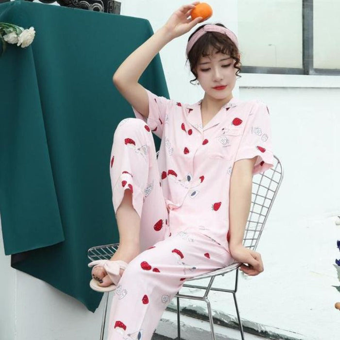 The Viscose All Over Printed Pajama Set