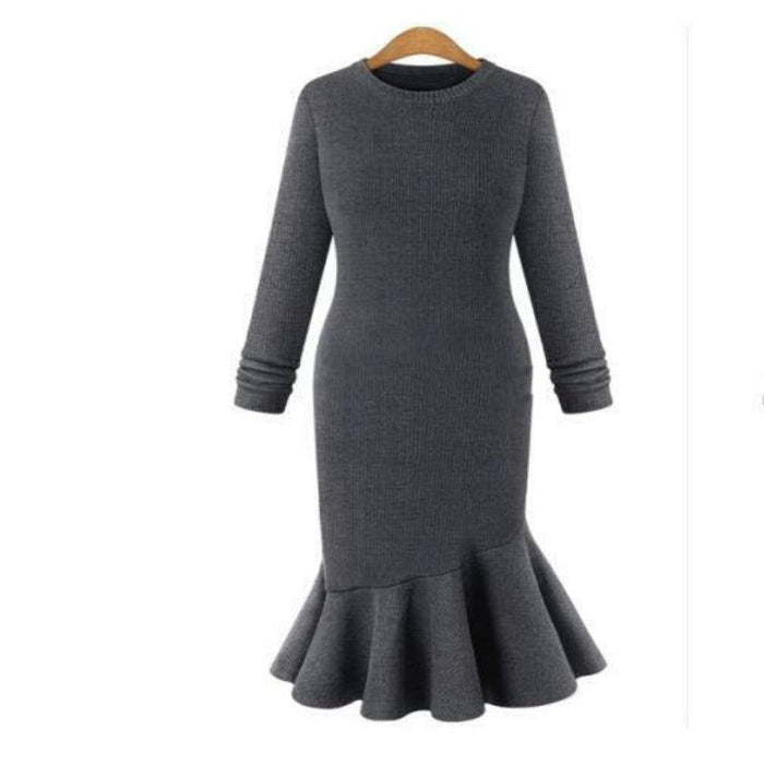 Casual Business Knitwear Autumn Winter Women Knitted Bodycon Dress