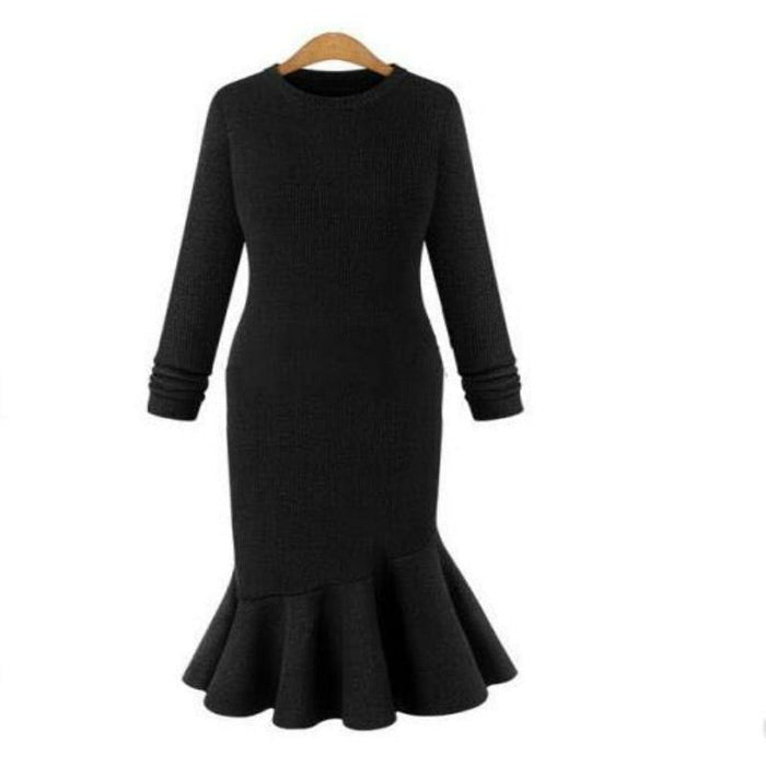 Casual Business Knitwear Autumn Winter Women Knitted Bodycon Dress