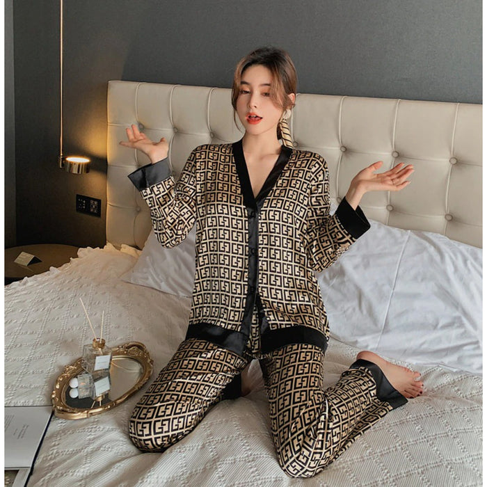 Women's Pajamas Set V Neck Design