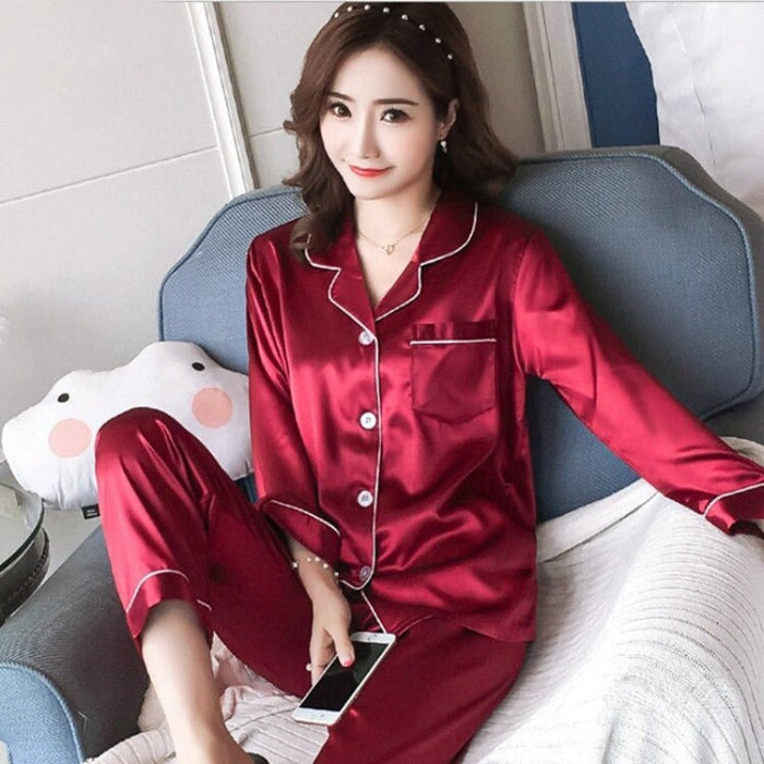 2 Piece Silk Satin Pants Pajama Set — My Comfy Pajama