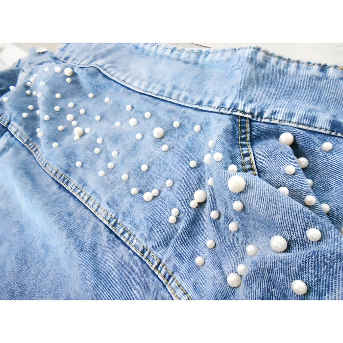 Custom Denim Pearl Jean Jacket