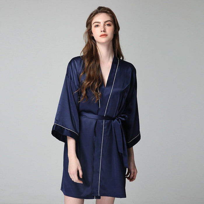 Long Women Silk Satin Robe