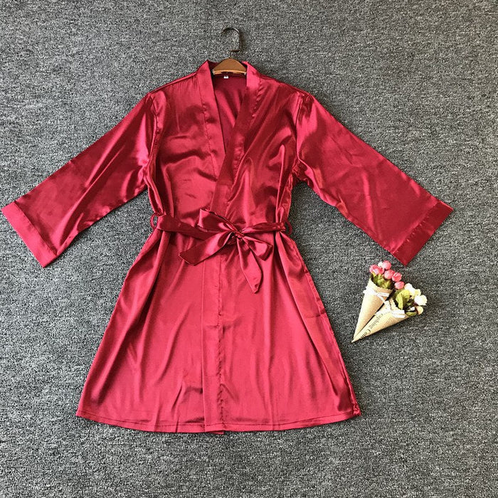 Solid Silk Satin Gown Robes